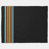 Retro turquoise en Oranje streep Fleece Deken (Voorkant (Horizontaal))