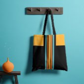 Retro turquoise en Oranje streep Tote Bag