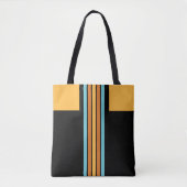 Retro turquoise en Oranje streep Tote Bag (Voorkant)