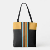 Retro turquoise en Oranje streep Tote Bag (Achterkant)