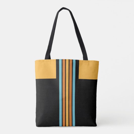 Retro turquoise en Oranje streep Tote Bag (Achterkant)