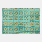 Retro Turquoise en Oranje Trellis Kitchen Towels Theedoek (Horizontaal)