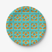 Retro Turquoise en Oranje Trellis Paper Bord (Voorkant)