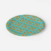 Retro Turquoise en Oranje Trellis Paper Bord (Gekanteld)