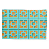 Retro Turquoise en Oranje Trellis Pillowcase Kussensloop (Achterkant)