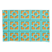 Retro Turquoise en Oranje Trellis Pillowcase Kussensloop (Voorkant)