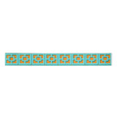 Retro Turquoise en Oranje Trellis Ribbon Satijnen Lint (Voorkant)