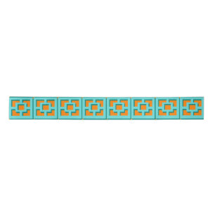 Retro Turquoise en Oranje Trellis Ribbon Satijnen Lint