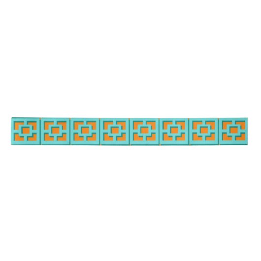 Retro Turquoise en Oranje Trellis Ribbon Satijnen Lint (Voorkant)
