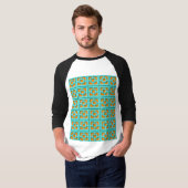 Retro Turquoise en Oranje Trellis T-Shirt (Voorkant volledig)