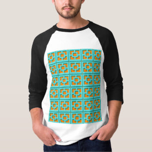 Retro Turquoise en Oranje Trellis T-Shirt
