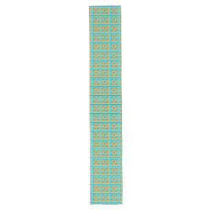 Retro Turquoise en Oranje Trellis Table Runner Lange Tafelloper