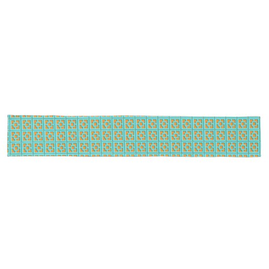 Retro Turquoise en Oranje Trellis Table Runner Lange Tafelloper (Horizontaal)