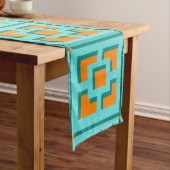 Retro Turquoise en Oranje Trellis Table Runner Lange Tafelloper (Voorbeeld)