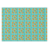Retro Turquoise en Oranje Trellis Tablecloth Tafelkleed (Voorkant (Horizontaal))