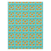 Retro Turquoise en Oranje Trellis Tablecloth Tafelkleed (Voorkant)