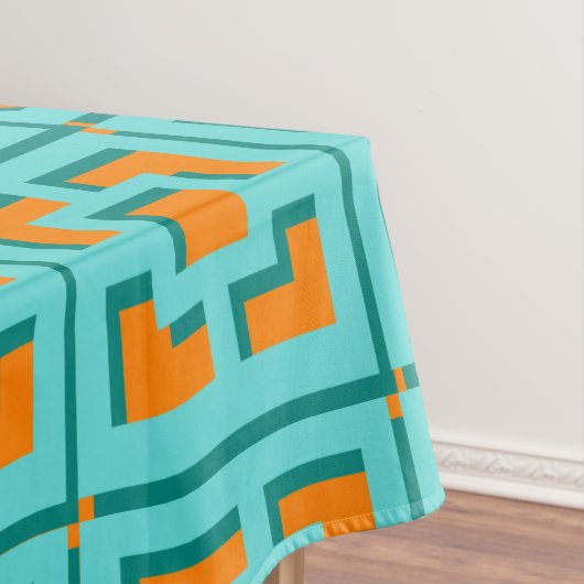 Retro Turquoise en Oranje Trellis Tablecloth Tafelkleed (Voorbeeld)