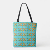 Retro Turquoise en Oranje Trellis Tas (Achterkant)