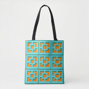 Retro Turquoise en Oranje Trellis Tas