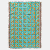 Retro Turquoise en Oranje Trellis Throw Blanket Deken (Voorkant Verticaal)