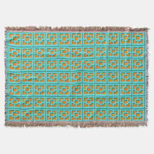 Retro Turquoise en Oranje Trellis Throw Blanket Deken