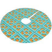 Retro Turquoise en Oranje Trellis Tree Skirt Kerstboom Rok (Gekanteld)