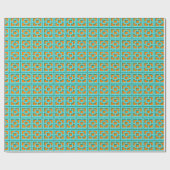 Retro Turquoise en Oranje Trellis Wrapping Paper Cadeaupapier (Vlak)