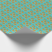 Retro Turquoise en Oranje Trellis Wrapping Paper Cadeaupapier (Hoek)