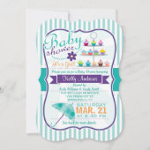 Retro turquoise en Paarse Baby shower Kaart (Voorkant)