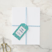 Retro Turquoise en Wit Ster Patroon Bewerkbaar Cadeaulabel (Met Touw)