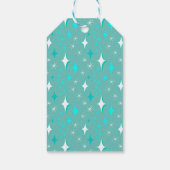 Retro Turquoise en Wit Ster Patroon Bewerkbaar Cadeaulabel (Achterkant)