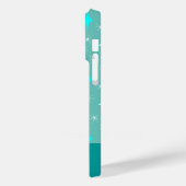 Retro Turquoise en Wit Sterrenpatroon Bewerkbaar Case-Mate iPhone Case (Achterkant / Links)