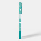 Retro Turquoise en Wit Sterrenpatroon Bewerkbaar Case-Mate iPhone Case (Achterkant / Rechts)