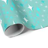 Retro Turquoise en Wit Sterrenpatroon Cadeaupapier (Rol Hoek)