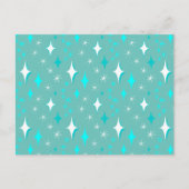 Retro Turquoise en Witte Sterren Bewerkbaar Briefkaart (Voorkant)