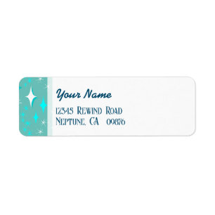 Retro Turquoise en Witte Sterren Bewerkbaar Retour Etiket