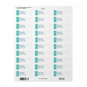 Retro Turquoise en Witte Sterren Bewerkbaar Retour Etiket (Full Sheet)