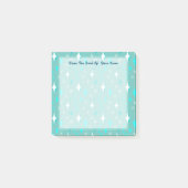 Retro Turquoise en Witte Sterren Bewerkbare 3"x3" Post-it® Notes (Voorkant)