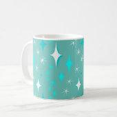 Retro Turquoise en Witte Sterrenpatroon Mok (Voorkant links)