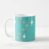 Retro Turquoise en Witte Sterrenpatroon Mok (Links)