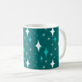 Retro turquoise en witte sterrenpatroon mok (Voorkant rechts)