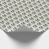 Retro Turquoise Floral Pattern Cadeaupapier (Hoek)