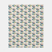 Retro Turquoise Floral Pattern Fleece Deken (Voorkant)