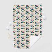 Retro Turquoise Floral Pattern Golfhanddoek (Insitu)