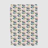 Retro Turquoise Floral Pattern Golfhanddoek (Voorkant)