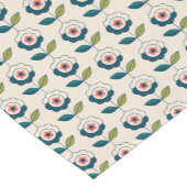 Retro Turquoise Floral Pattern Korte Tafelloper (Hoek)