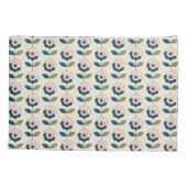 Retro Turquoise Floral Pattern Kussensloop (Achterkant-Links)