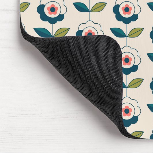 Retro Turquoise Floral Pattern Muismat (Hoek)