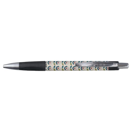 Retro Turquoise Floral Pattern Pen (Achterkant)