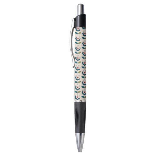 Retro Turquoise Floral Pattern Pen (Top (Verticaal))